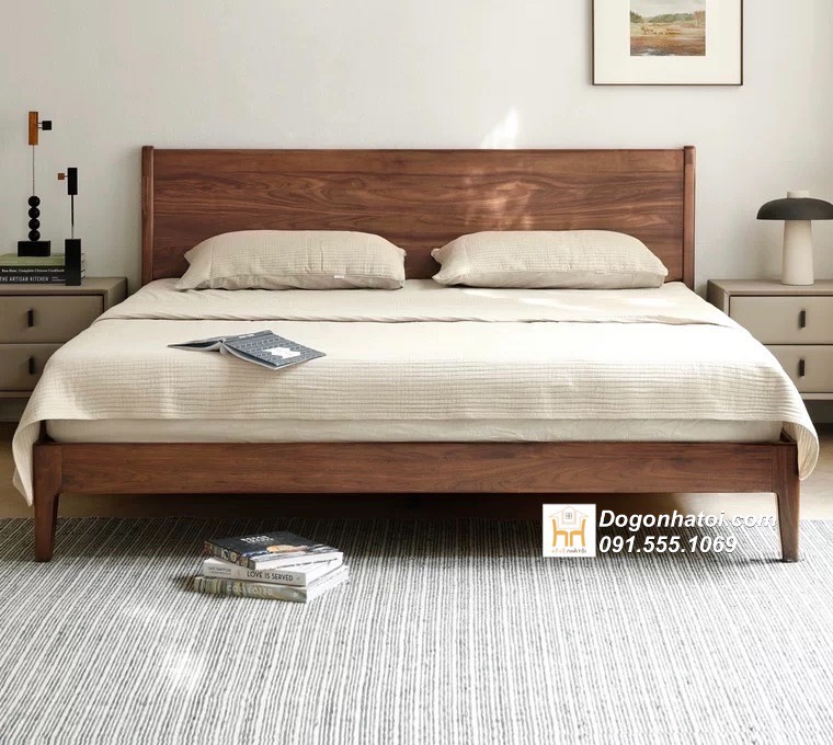 Giường ngủ gỗ sồi Nga tự nhiên màu nâu giá rẻ 1m6, 1m8 - GN623