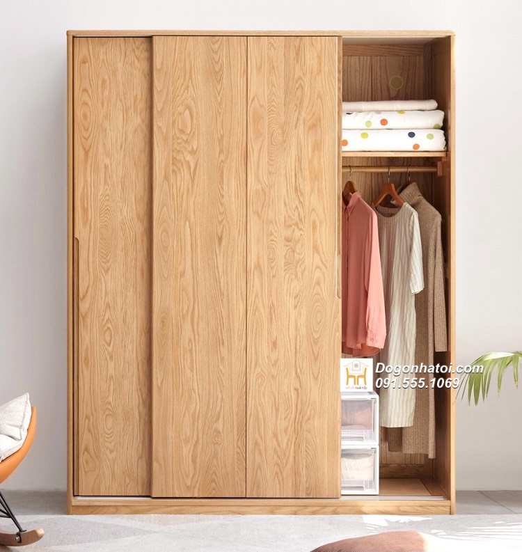 Tủ quần áo của lùa 2 cánh gỗ sồi tự nhiên 2m x 1m8 - TA215 (3.800k/m2)