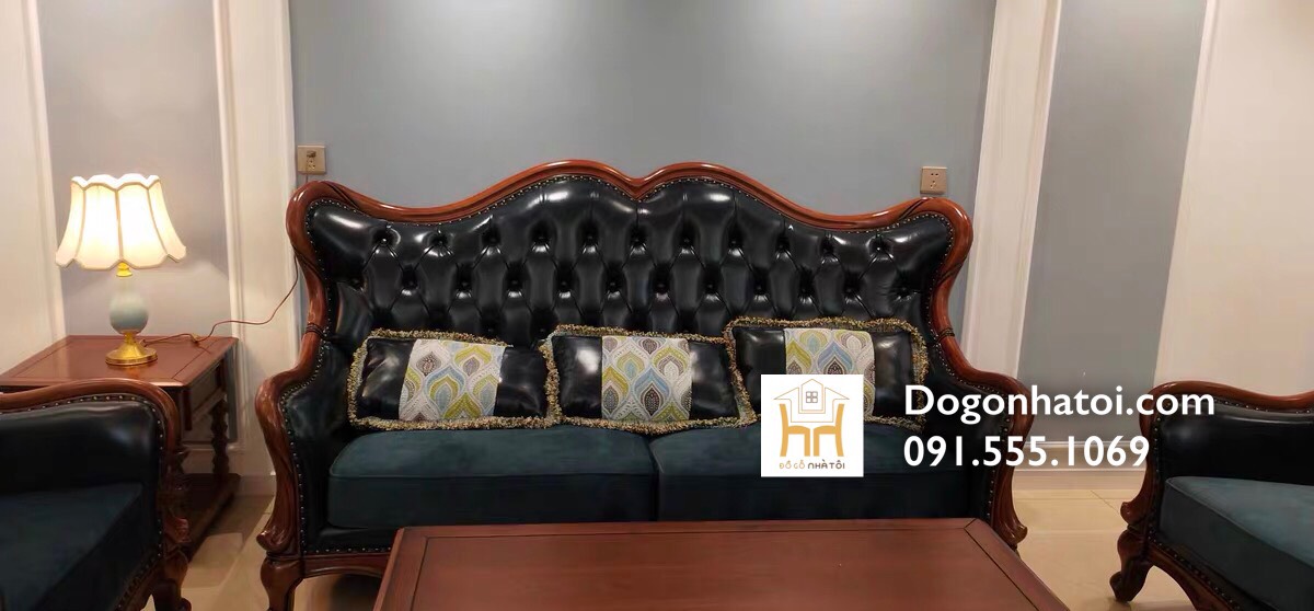 Bộ Sofa Gỗ Phòng Khách Nhập Khẩu Tân Cổ Điển SF412