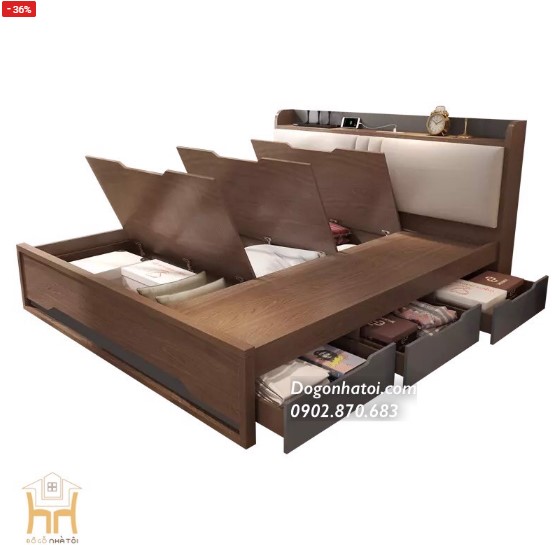 Giường ngủ có ngăn kéo gỗ MDF đẹp giá rẻ GN-519