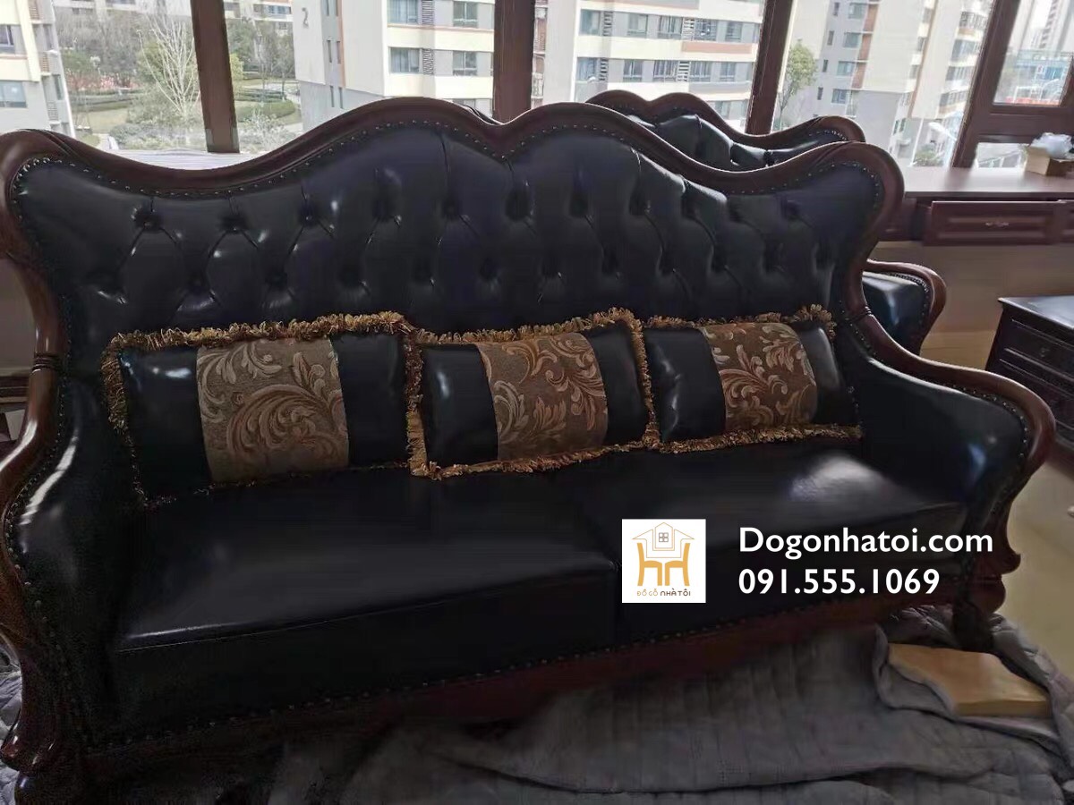 Bộ Sofa Gỗ Phòng Khách Nhập Khẩu Tân Cổ Điển SF412
