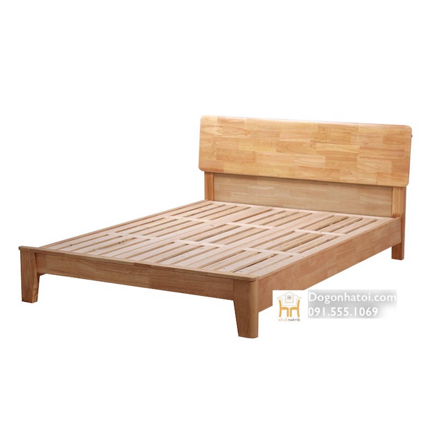 Mẫu giường gỗ sồi đẹp sơn màu tự nhiên kiểu hiện đại - GN624