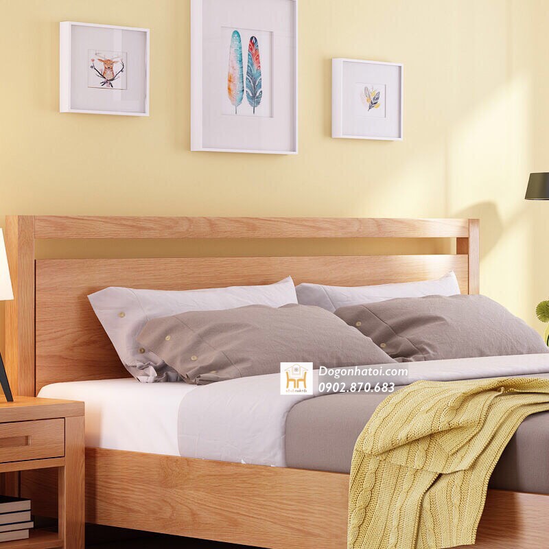 Giường ngủ gỗ sồi tự nhiên đẹp giá rẻ GN-517