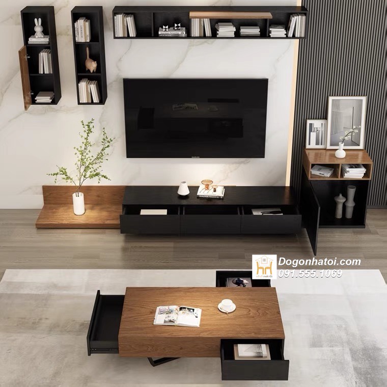 Kệ tivi gỗ trang trí phòng khách đơn giản đẹp - NT102