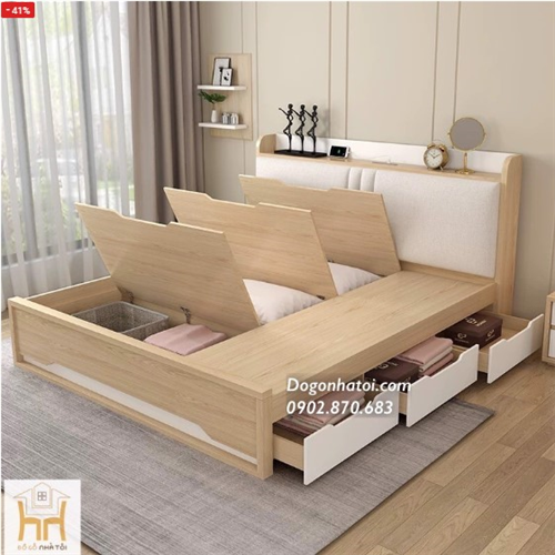 Giường ngủ có ngăn kéo hiện đại gỗ MDF - GN602