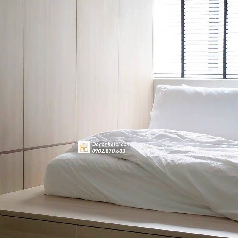 Giường ngủ phản liền tủ áo gỗ MDF đẹp hiện đại - GNBH09