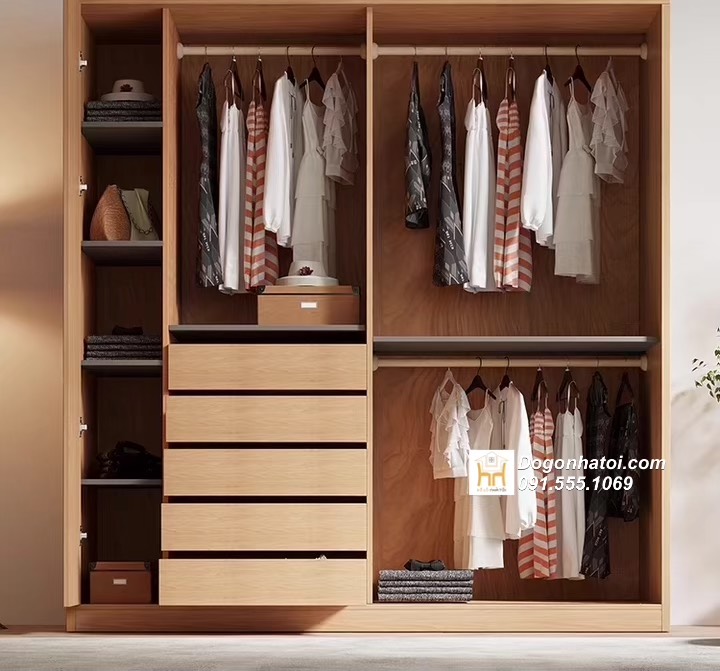 Tủ quần áo cửa lùa gỗ mdf đẹp 2m x 1m8 - TA201 (2.400k/m2)
