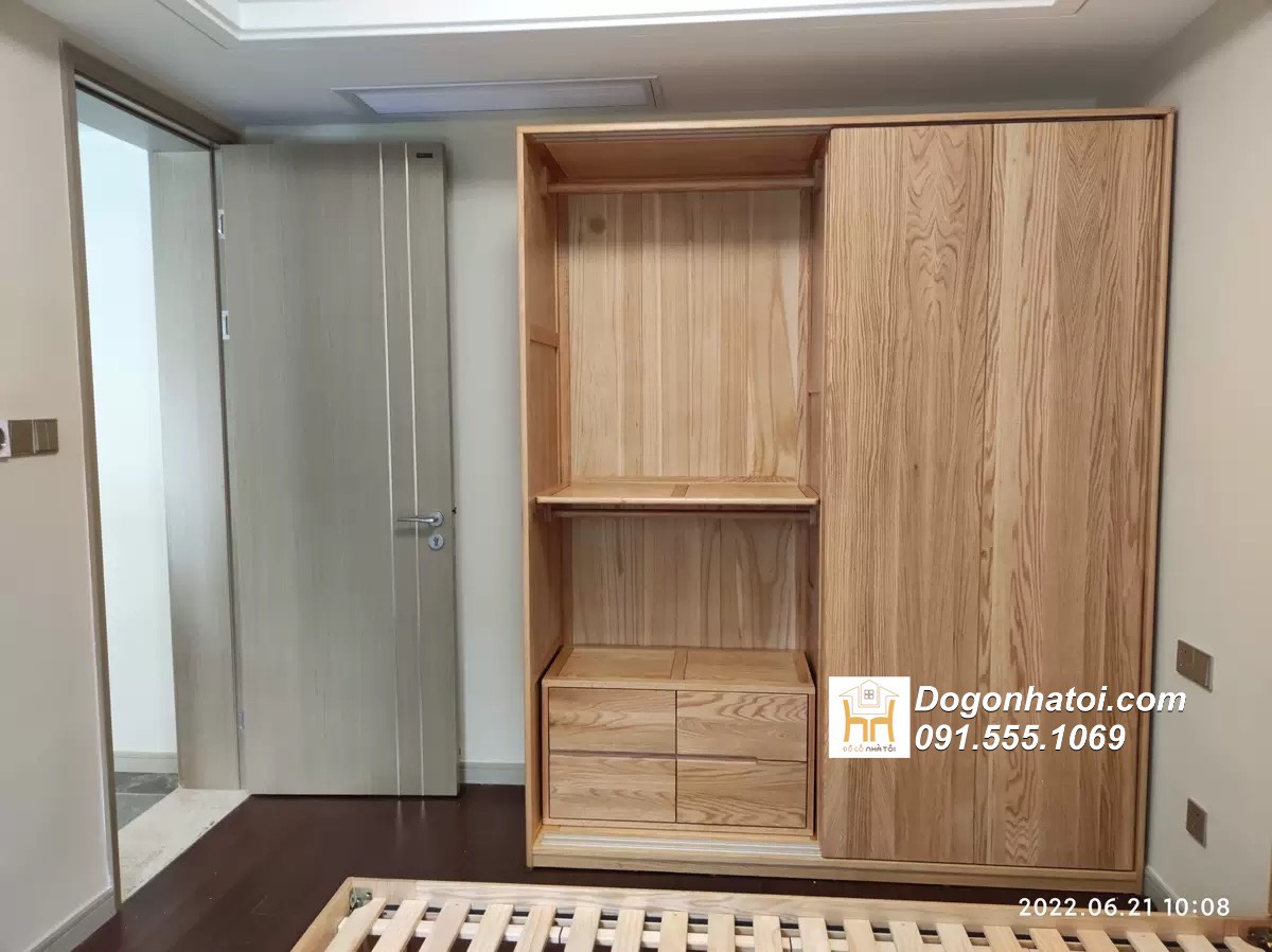 Tủ quần áo của lùa 2 cánh gỗ sồi tự nhiên 2m x 1m8 - TA215 (4.200k/m2)
