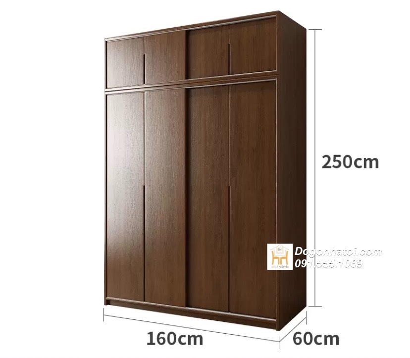 Tủ quần áo của lùa 3 cánh gỗ sồi màu óc chó 2m x 2m - TA230 (4.200k/m2)