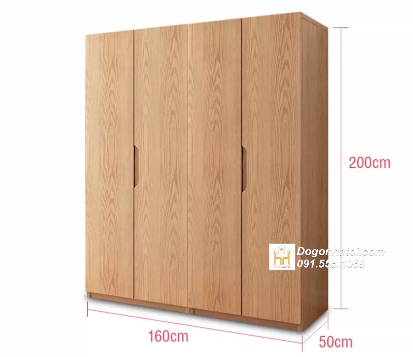Tủ quần áo gỗ sồi 4 cánh hiện đại 2m x 1m8 - TA239 (4.200k/m2)