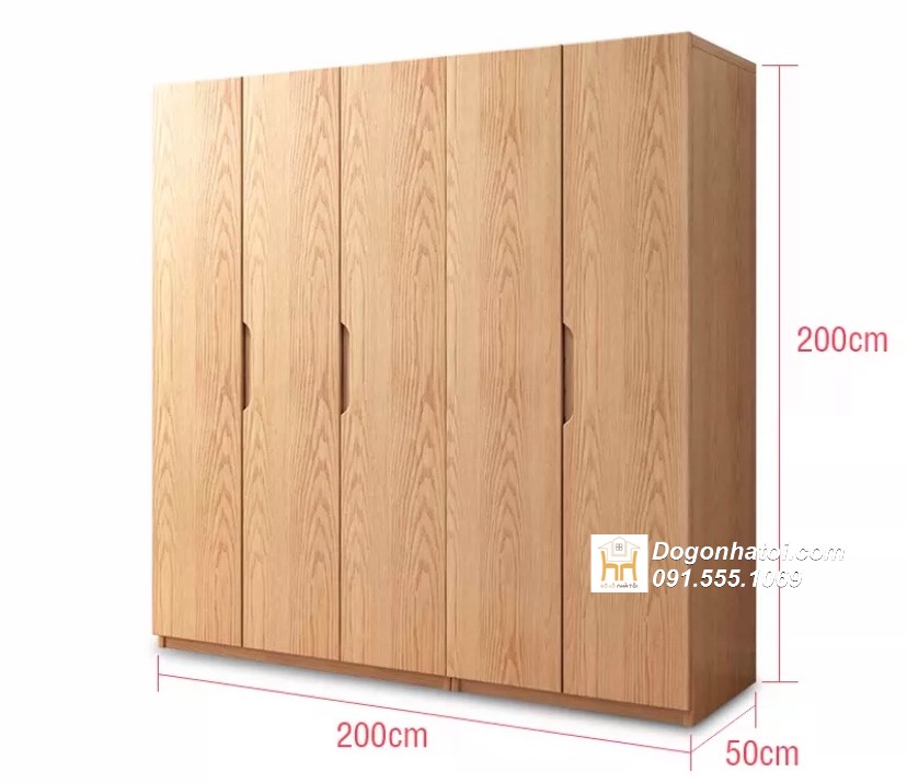 Tủ quần áo gỗ sồi 4 cánh hiện đại 2m x 1m8 - TA239 (4.200k/m2)