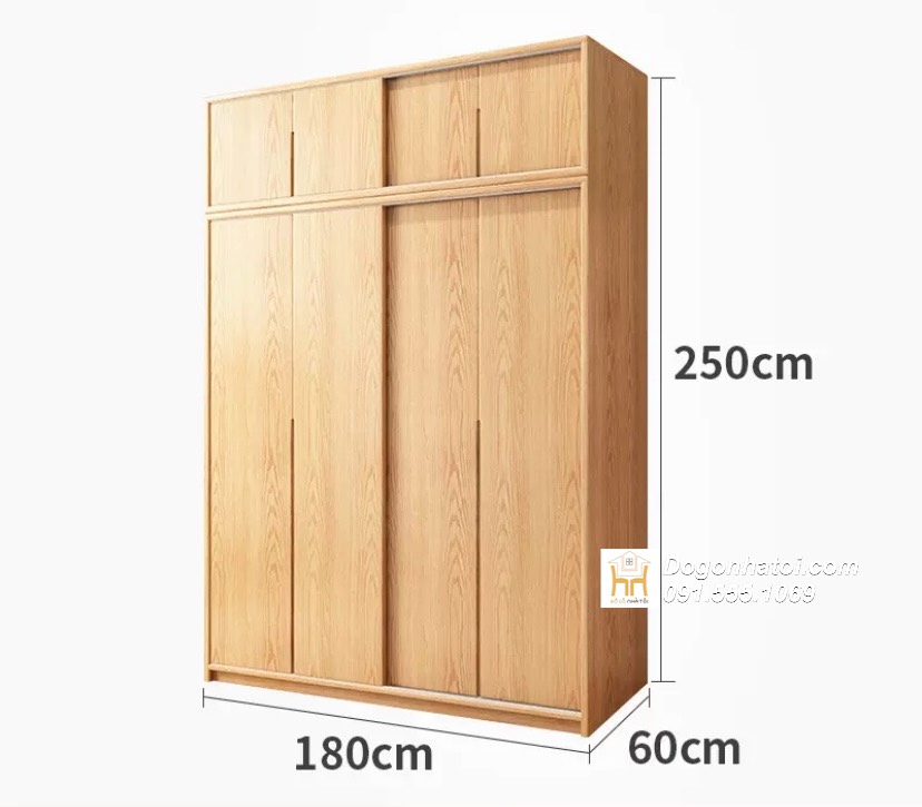 Tủ quần áo gỗ sồi cửa lùa cao cấp C2m xD2m4 - TA238 (4.200k/m2)