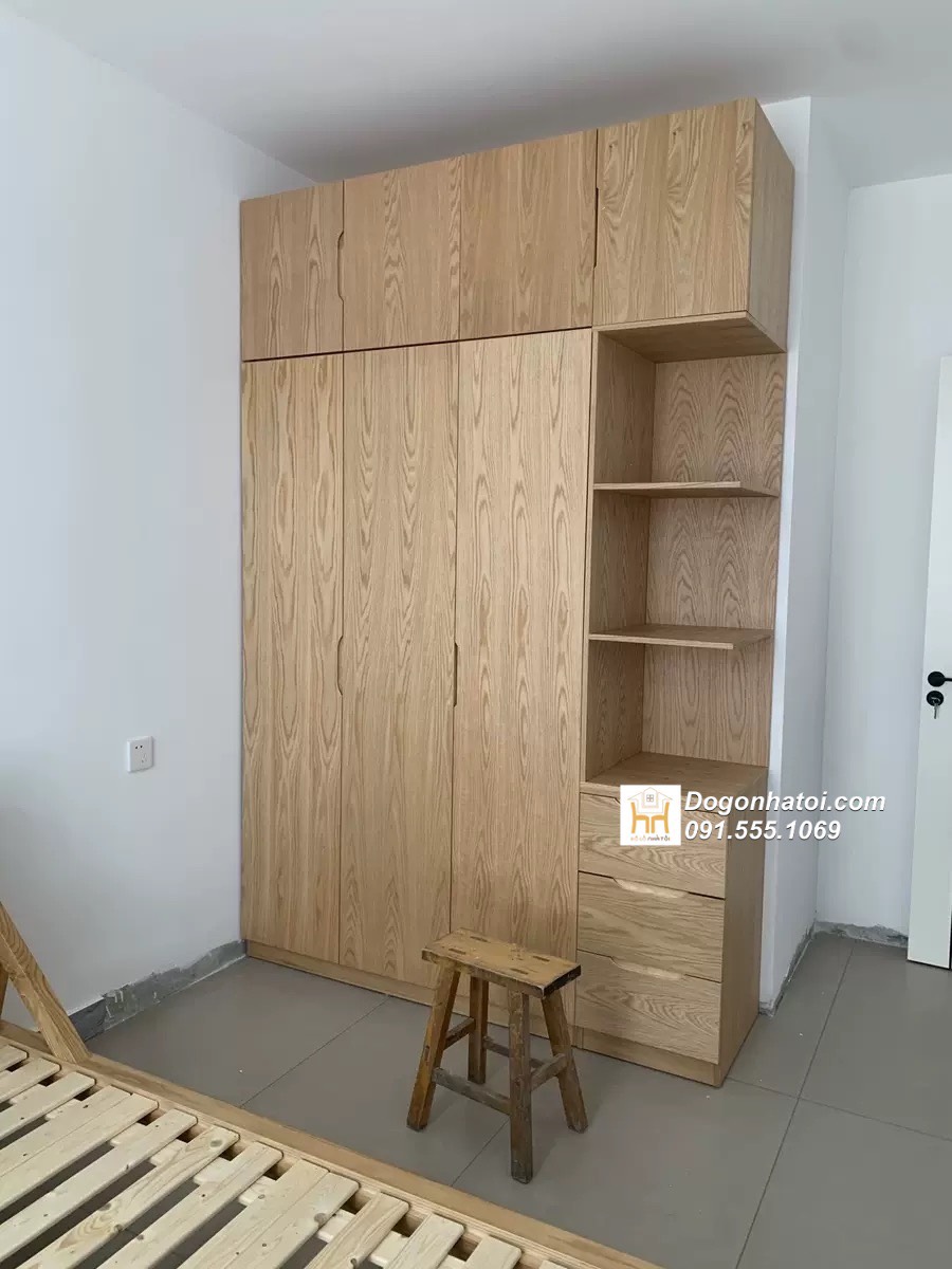 Tủ quần áo gỗ sồi tự nhiên 5 cánh C2m x D2m2 - TA240 (4.200k/m2)