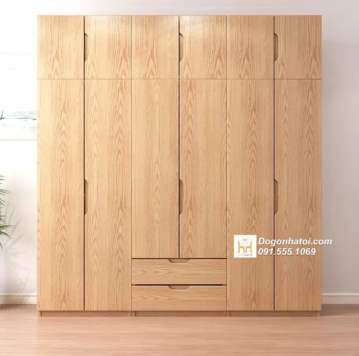 Tủ quần áo gỗ sồi tự nhiên 5 cánh C2m x D2m2 - TA240 (4.200k/m2)