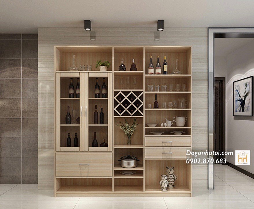Tủ rượu kiêm tủ trưng bày Phòng khách TR609-B; (C2m2 x R1m3)